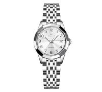 RORIOS Women's Classic Stainless Steel Watch Elegant Analogue Quartz Wristwatch Ladies Waterproof Watch Luminous Date Calendar Watch White