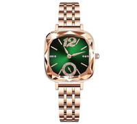 RORIOS Women's Elegant Watch Vintage Square Wristwatch Ladies Analogue Quartz Wrist Watch Diamond Stainless Steel Watches for Women Green