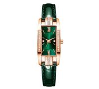 RORIOS Women's Fashion Leather Strap Watch Quartz Movement Rectangle Dial Elegant for Daily Party Green