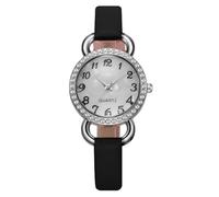 RORIOS Women's Fashion Leather Strap Watch Rhinestone-Encrusted Numeral Dial Multiple Colors Casual & Party Essential Black