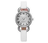 RORIOS Women's Fashion Leather Strap Watch Rhinestone-Encrusted Numeral Dial Multiple Colors Casual & Party Essential White