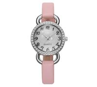 RORIOS Women's Fashion Leather Strap Watch Rhinestone-Encrusted Numeral Dial Multiple Colors Casual & Party Essential Pink