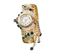 RORIOS Women's Gold Bracelet Watch with Rhinestone Decor Quartz Analog Wristwatch Elegant Dress Watches for Her Green