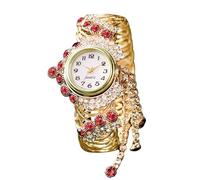 RORIOS Women's Gold Bracelet Watch with Rhinestone Decor Quartz Analog Wristwatch Elegant Dress Watches for Her Pink
