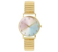 RORIOS Women's Gradient Dial Watch Stainless Steel Stretch Band Easy-Read Analog Quartz Wristwatch for Daily Wear Great Gift for Birthday & Holiday Gold