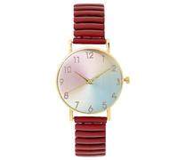 RORIOS Women's Gradient Dial Watch Stainless Steel Stretch Band Easy-Read Analog Quartz Wristwatch for Daily Wear Great Gift for Birthday & Holiday Red