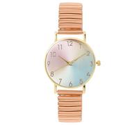 RORIOS Women's Gradient Dial Watch Stainless Steel Stretch Band Easy-Read Analog Quartz Wristwatch for Daily Wear Great Gift for Birthday & Holiday Rose Gold