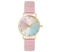 RORIOS Women's Gradient Dial Watch Stainless Steel Stretch Band Easy-Read Analog Quartz Wristwatch for Daily Wear Great Gift for Birthday & Holiday Pink