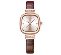 RORIOS Women's Minimalist Watches Small Square Wristwatch Analogue Quartz Watch Ladies Elegant Wrist Watch with Stainless Steel Strap for Women Brown