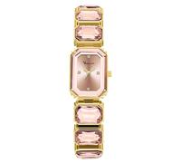 RORIOS Women's Quartz Watch with Classic Crystal Inlaid Strap Waterproof Wristwatch Fashion Rectangular Watches for Ladies Pink
