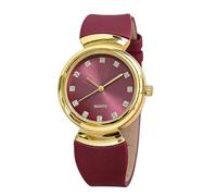 RORIOS Women's Quartz Watch with Diamond-Accented Dial Silicone Strap Fashion Casual Waterproof Wristwatch Red