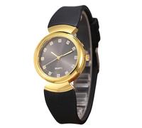 RORIOS Women's Quartz Watch with Diamond-Accented Dial Silicone Strap Fashion Casual Waterproof Wristwatch Black