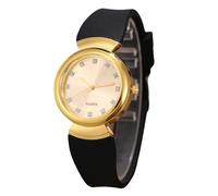 RORIOS Women's Quartz Watch with Diamond-Accented Dial Silicone Strap Fashion Casual Waterproof Wristwatch Gold Black