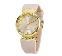 RORIOS Women's Quartz Watch with Diamond-Accented Dial Silicone Strap Fashion Casual Waterproof Wristwatch Beige