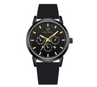 RORIOS Women's Quartz Watch with Soft Silicone Strap Golden Pointer Waterproof Wristwatch Fashion Casual Minimalist Quartz Analog Watches for Women Girls Black