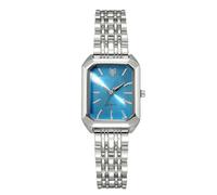 RORIOS Women's Rectangle Watch Stainless Steel Bracelet Watches Quartz Wristwatch Blue Silver