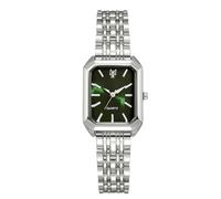 RORIOS Women's Rectangle Watch Stainless Steel Bracelet Watches Quartz Wristwatch Green Silver