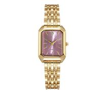 RORIOS Women's Rectangle Watch Stainless Steel Bracelet Watches Quartz Wristwatch Purple Gold