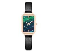 RORIOS Women's Rectangular Dress Watch Slim Case & Soft Leather Strap Trendy Retro Ladies Watches for Daily/Office/Party Green
