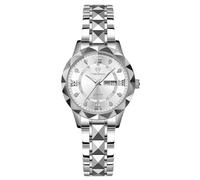 RORIOS Women's Simple Wristwatch Classic Stainless Steel Watches Ladies Elegant Wrist Watch Business Analogue Quartz Watch Luminous Date Calendar Watch Silver