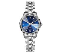 RORIOS Women's Simple Wristwatch Classic Stainless Steel Watches Ladies Elegant Wrist Watch Business Analogue Quartz Watch Luminous Date Calendar Watch Blue B