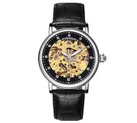 RORIOS Women's Skeleton Watch with Leather Band - Self-Winding Automatic Wrist Watch