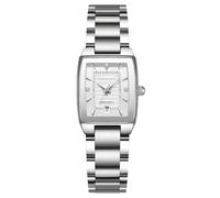 RORIOS Women's Square Quartz Watch Stainless Steel Waterproof Dress Wristwatch with Date Display Elegant Minimalist Analog Watches Daily Wear Gift for Ladies White