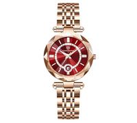 RORIOS Women's Stainless Steel Watch Fashion Waterproof Quartz Movement Analog Watches Diamond Wristwatch for Ladies Girls Red