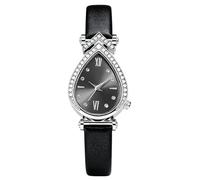 RORIOS Women's Teardrop Dial Watch with Rhinestone Embellishment Multiple Color & Dial Styles Roman/Digital Elegant Timepiece for Ladies Black