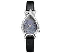 RORIOS Women's Teardrop Dial Watch with Rhinestone Embellishment Multiple Color & Dial Styles Roman/Digital Elegant Timepiece for Ladies Black A