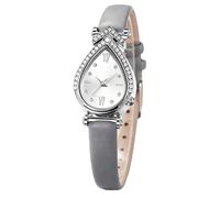 RORIOS Women's Teardrop Dial Watch with Rhinestone Embellishment Multiple Color & Dial Styles Roman/Digital Elegant Timepiece for Ladies Gray