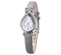 RORIOS Women's Teardrop Dial Watch with Rhinestone Embellishment Multiple Color & Dial Styles Roman/Digital Elegant Timepiece for Ladies Gray A
