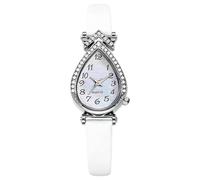 RORIOS Women's Teardrop Dial Watch with Rhinestone Embellishment Multiple Color & Dial Styles Roman/Digital Elegant Timepiece for Ladies White A
