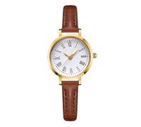 RORIOS Women's Vintage Roman Numeral Watch Small Delicate Leather Strap Wristwatch Elegant Quartz Watches for Daily Wear Coffee Brown