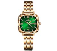 RORIOS Women's Vintage Watch Elegant Square Wristwatch Ladies Diamond Watches Analogue Quartz Wrist Watch with Stainless Steel Strap for Women Green