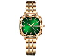 RORIOS Women's Vintage Watch Elegant Square Wristwatch Ladies Diamond Watches Analogue Quartz Wrist Watch with Stainless Steel Strap for Women Green