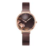 RORIOS Womens Watches Analogue Quartz Watches with Stainless Steel Mesh Strap Creative Waterproof Watches for Women Ladies Coffee Color