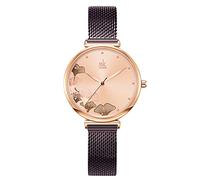 RORIOS Womens Watches Analogue Quartz Watches with Stainless Steel Mesh Strap Creative Waterproof Watches for Women Ladies Brown