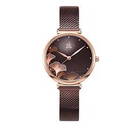 RORIOS Womens Watches Analogue Quartz Watches with Stainless Steel Mesh Strap Creative Waterproof Watches for Women Ladies Coffee Color