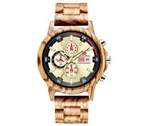 RORIOS Wood Watches Men Analog Quartz Wristwatches Natural Wooden Wrist Watch Chronograph Date Display Lightweight Strap Handmade Fashion Men's Watches