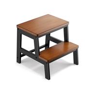 RORKEE 2 Step Wooden Step Stools for Adults Kids, Bedside Steps for High Beds, Wooden Two Step Stool for Kitchen Bathroom Bedroom - Holds Up to 500 Lb by RORKEE, Wide, Metal, Industrial Design