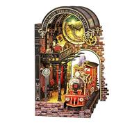 Roroom DIY Book Nook Kit, DIY Dollhouse Booknook Bookshelf Insert Decor Alley,3D Wooden Puzzle with Sensor Light Book Nook Bookshelf Insert Wood Bookend Model Building - XSL03
