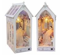 Roroom DIY Book Nook Kit, DIY Dollhouse Booknook Bookshelf Insert Decor Alley,With Music Box 3D Wooden Puzzle With Book Nook Bookshelf Insert Wood Bookend Model Building (TC-21)