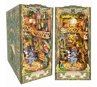 Roroom DIY Book Nook Kit, DIY Dollhouse Bookshelf Insert Decor Alley,3D Wooden Puzzle with LED Lighting Book Nook Wood Bookend Model Building (Green Fairyland)
