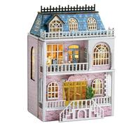 Roroom DIY Miniature and Furniture Dollhouse Kit,Mini 3D Wooden Doll House Craft Model with LED,Creative Room Idea for Valentine's Day Birthday Gift (Romantic Castle-D018)