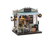 Roroom DIY Miniature House Kit, Coffee Rure Book Nook Kit for Adults with LED Lights, 3D Wooden Puzzle Dollhouse for Home Desk Display - Unique Gift for Model Collectors