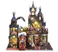 Roroom DIY Miniature House Kit, Rail-Tracksecluded City Miniature House Kits For Adults with LED Lights, 3D Wooden Puzzle Dollhouse for Home Desk Display - Unique Gift for Model Collectors