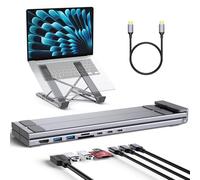 RoRoSkin 8-in-1 USB C Laptop Docking Station with 4K HDMI, 2 USB 3.0, PD 100W, Aluminum USB C Dock Tablet Stand Universal Dock Station for MacBook Pro/Air/Dell/HP/Surface/Lenovo, Plug and Play