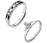 RORPOIR 1 Pair Couple Adjustable Rhinestone Open Rings for Women and Men Elegant Finger Jewelry for Valentine Day Fashionable and Comfortable Love Rings for All Occasions