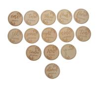 RORPOIR 12pcs Cards Wooden Photo Props for Newborns Monthly Commemorative Markers Unique Engraved Design for Capturing Growth for Social Media Sharing